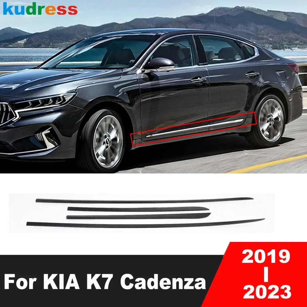 Side Door Body Trim For KIA K7 Cadenza 2019 2020 2021 2022 2023 Carbon Car Door Steamer Line Molding Strip Exterior Accessories