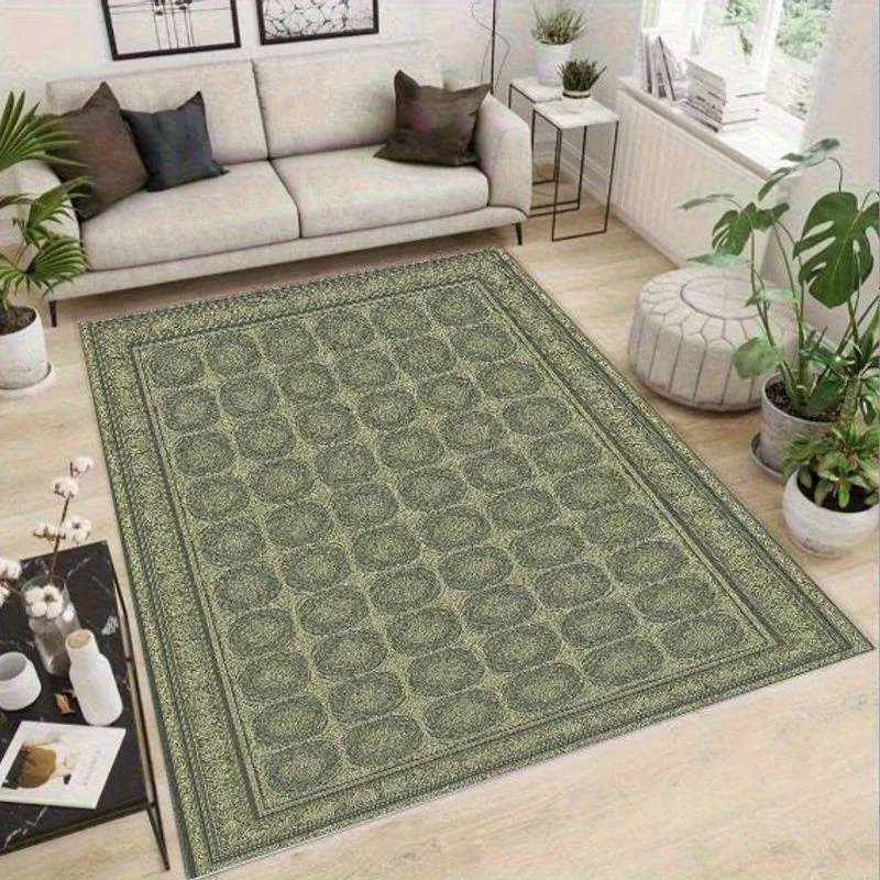 Alfombra Oriental Vintage de 1 Pieza - Base Antideslizante, Lavable a Máquina, Alfombra Suave para Piso - Verde/Beige/Negro/Blanco/Gris/Azul/Rojo/ - f