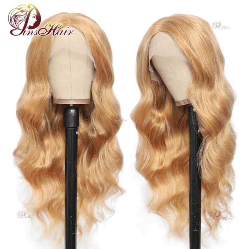 #27 Honey Blonde Lace Front Cabelo Humano Perucas Ginger Blonde Body Wave Peruca de Cabelo Humano 13X4 Transparente Lace Frontal Peruca para Mulheres