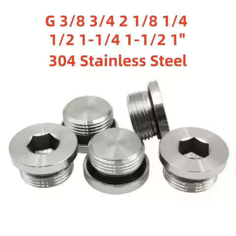 BSP Male 304 Stainless Steel Hexagonal Flange Dull Head Oil Plug G 3/8 3/4 2 1/8 1/4 1/2 1-1/4 1-1/2 1" ED Sealing Ring Screw