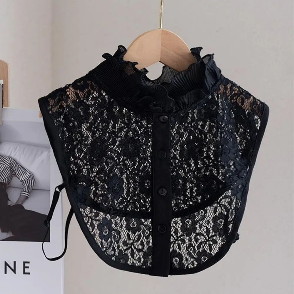 موضة جديدة انفصال وهمية طوق الدانتيل أبيض أسود العنق قابل للتعديل التلبيب نصف قميص النساء الفتيات