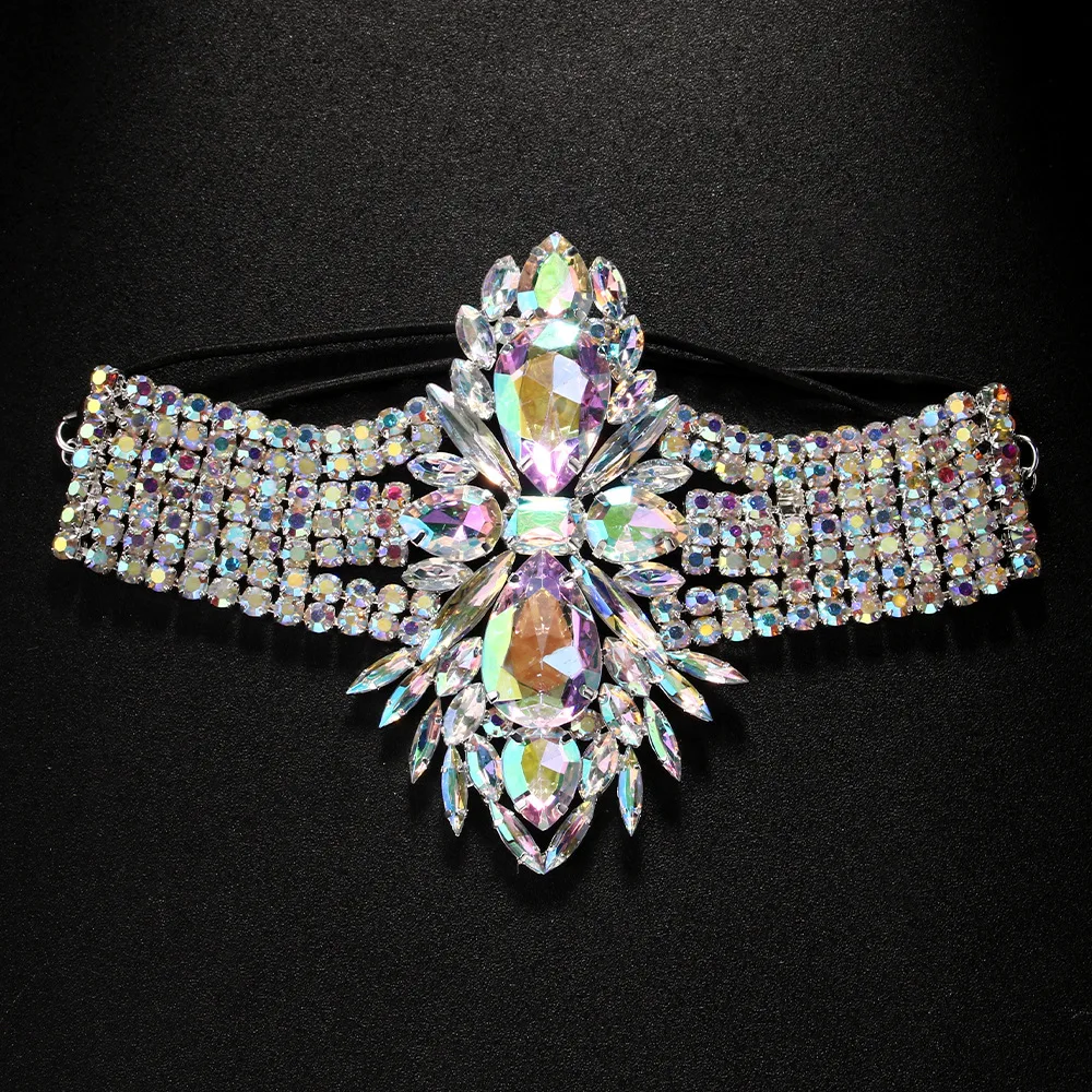 Vintage Colorful Geometric Thigh Chain Belly Dance Women Party Gift Exaggerate Design Rhinestone Leg Chain Body Ballroom Jewelry
