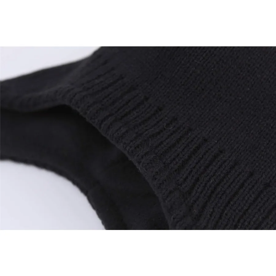 Connectyle Herren-Strickmütze für den Winter mit Ohrenklappen, mit Fleece gefütterte Mütze, warme gestrickte Totenkopfmütze, Beanies, Uhrenmütze