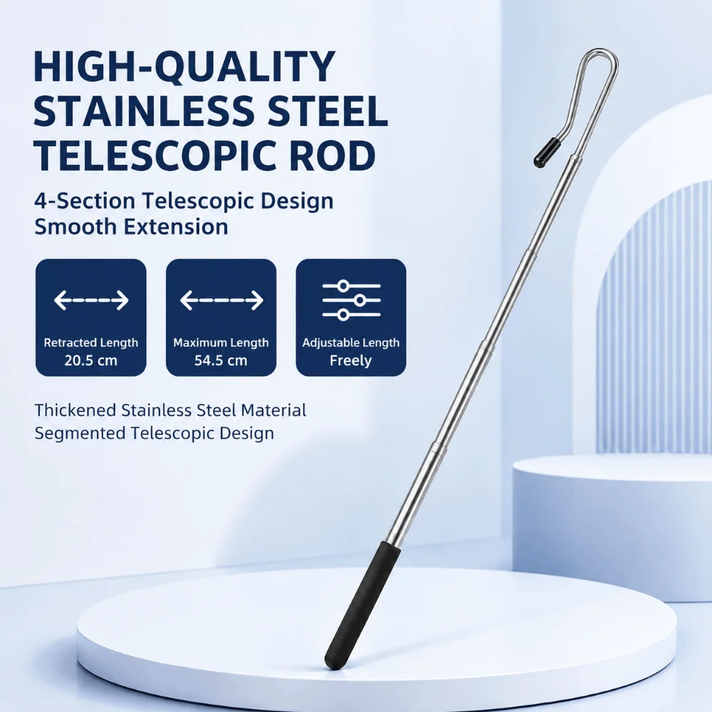 Stainless Steel Puppet Arm Control Rod Anti-slip Handle with Soft Rubber Hook Hand Puppet Stick Stage Puppet Control Stick