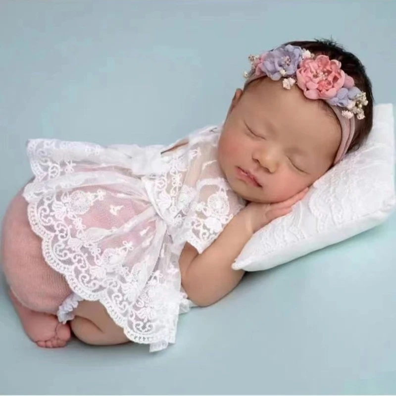 Newborn Lace Dress Headband Soft & Comfortable Newborn Lace Skirt Elegant Newborn Lace Dress Cotton for Little Girls