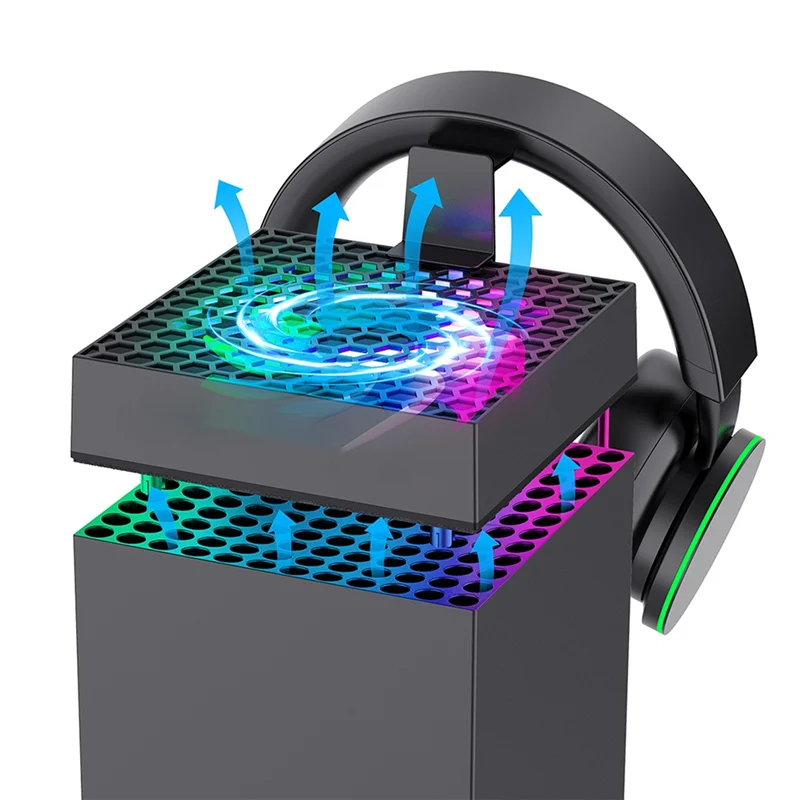 

B68C Cooling Fan Stand&Charging Station Series X Console With RGB Color Light Storage With Fan System