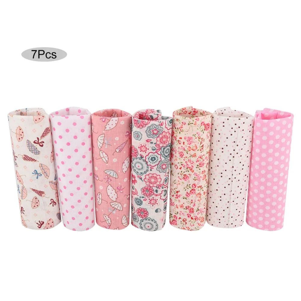 

7PCS Small Floral Cloth 50*50CM Pink Cotton Fabric Plain Weave Soft Floral Fabric Floral Print DIY Craft Fabric Handmade Crafts
