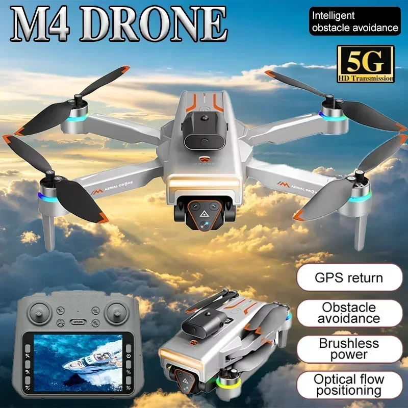 New M4 Professional Drone 8K HD Dual-Cameras Aerial Photography GPS Omnidirectional Obstacle Avoidance Aircraft Kid Chidren Toys