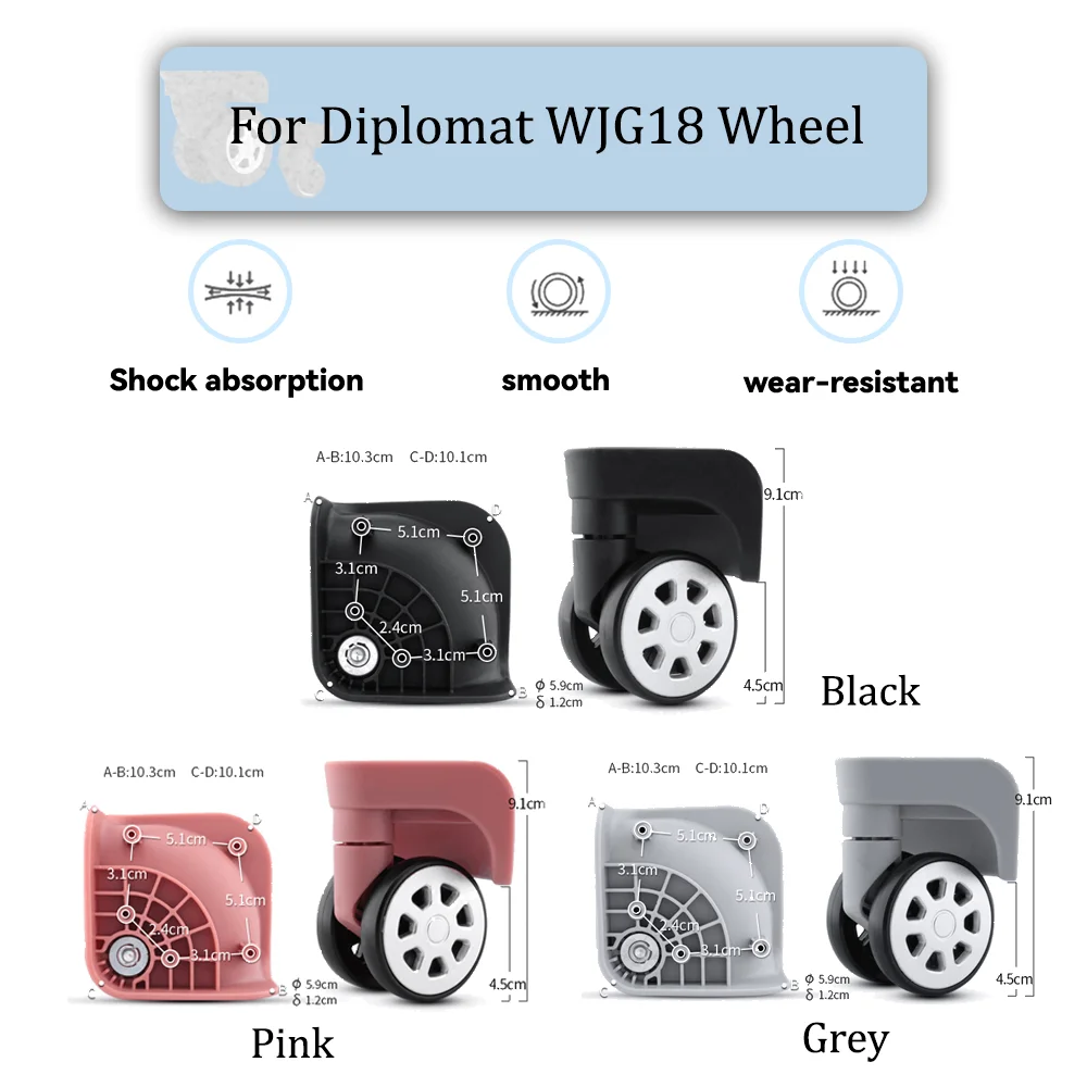 

For Diplomat WJG18 Universal Wheel Black Replacement Suitcase Silent Smooth Shock Durable Absorbing Rotating Accessories Wheels