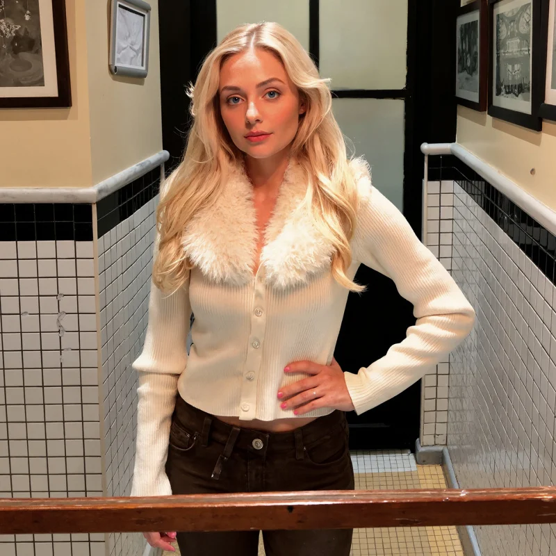 

Модный вязаный кардиган, свитер с длинными рукавами, пальто с меховым воротником, нежные новые поступления