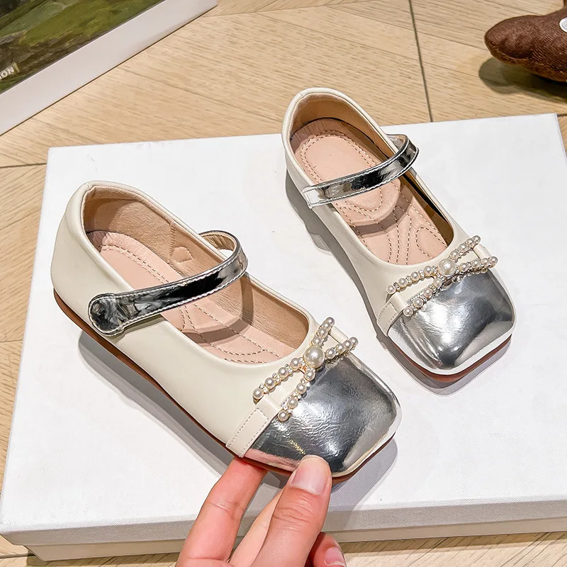 Girls PU Leather Shoes Spring Autumn New Style Fashion Splicing Flats Baby Girl Princess Loafer Size 26-36