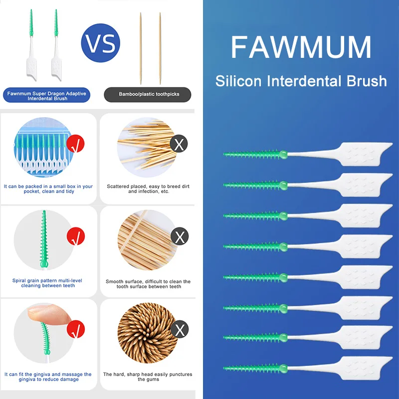 Fawnmum Interdental Brushes For Teeth 150 Pcs Toothpick Teeth Cleaning Tools Interdental Brush Clean Between Teeth Toothbrush