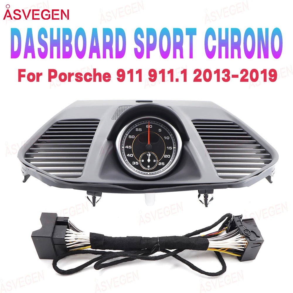 Dashboard Sport Chrono For Porsche 911 911.1 2013-2019 Electronic Decoding Stopwatch Clock Black Panel Sync Time Decoration Kit