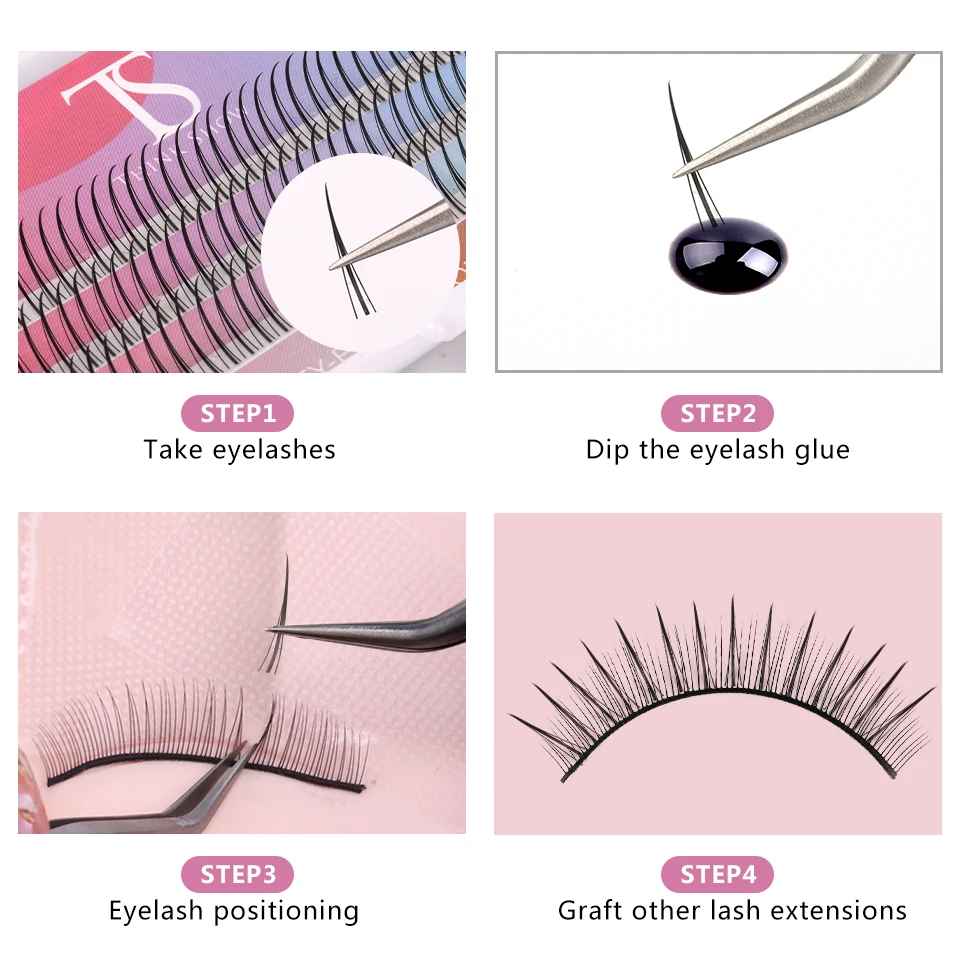 THINKSHOW A/M Shape Fish Tail Cluster Eyelashes Extension Fans Spikes Lash Natural Fluffy False Eyelashes DIY Eye Makeup Lashes