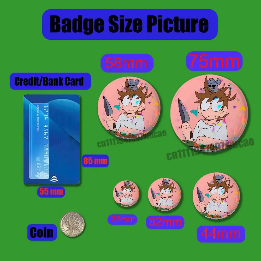 For Custom Pin Insignia Emblem Round Brooch Button Hats Laser Cover E-Eddsworld Tord Edd Badge Case