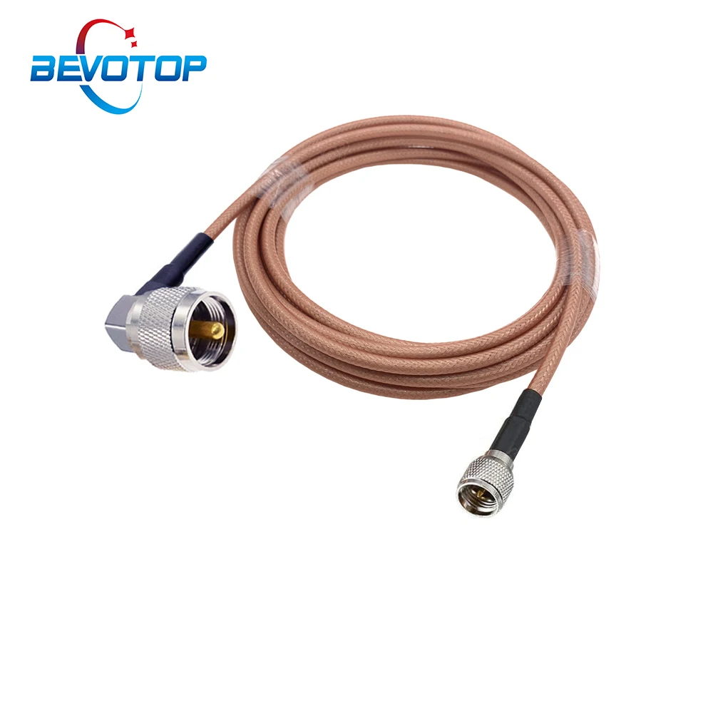 1Pcs Mini UHF Male to UHF Male Right Angle Connector RG142 50-3 Coax Cable High Temperature Resistant WIFI Router Antenna Jumper