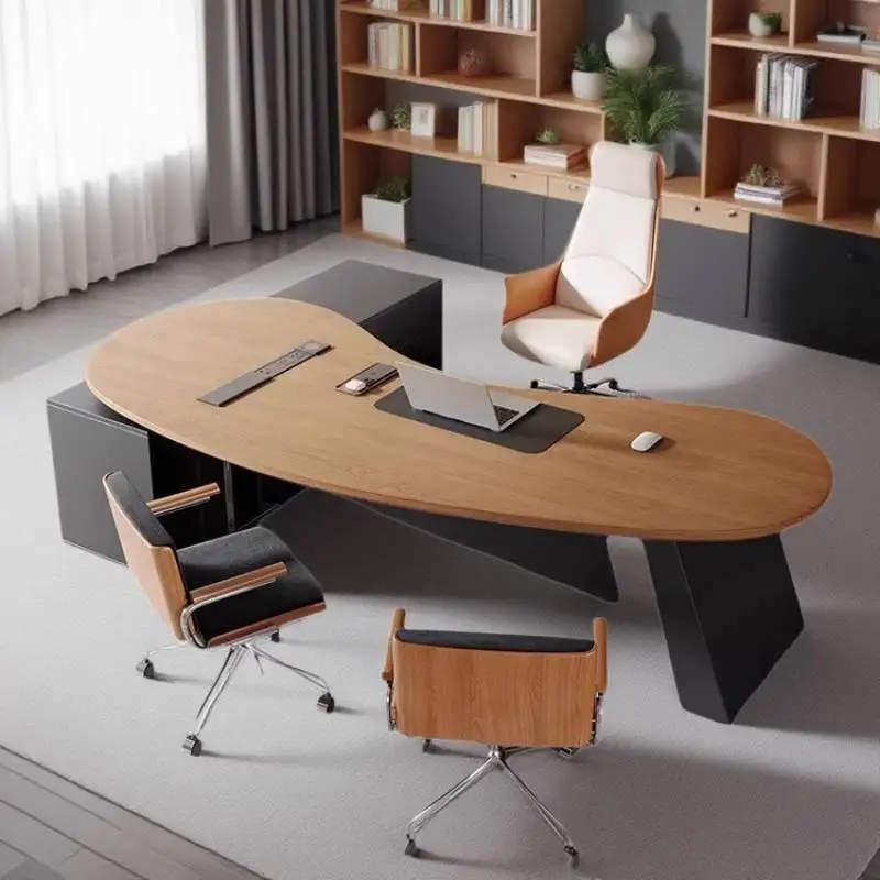 Nordic Style Office Desks Designer Aesthetic Corner Drawers Office Desks Black Modern Luxury Schreibtisch Work Station Table