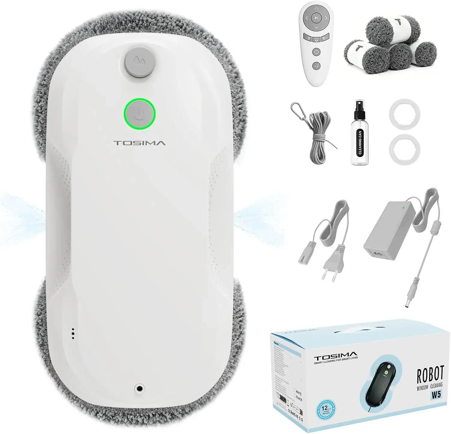 W5 Window Cleaning Robot, 6400Pa Max Adaptive Suction, Auto-Spray Smart Window Cleaner with Triple Safety System, Intelligent