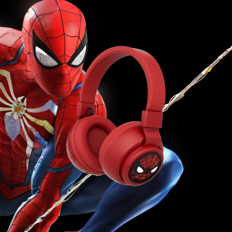 Disney Headphones Spider-Man Series Wireless Earphones Bluetooth Foldable HIFI Sound Bluetooth Headsets for Kids Anime Cartoon