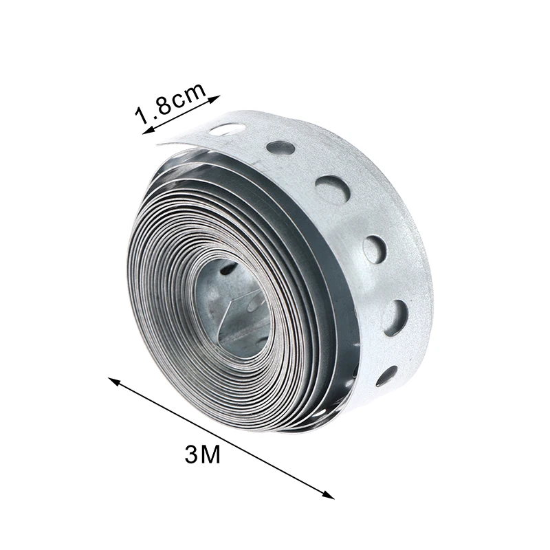 Umreifung aus verzinktem Stahl mit vorgestanzten Schlitzen – robustes Metallband mit mehreren Steckplätzen für Rohrstützen und Blecharbeiten
