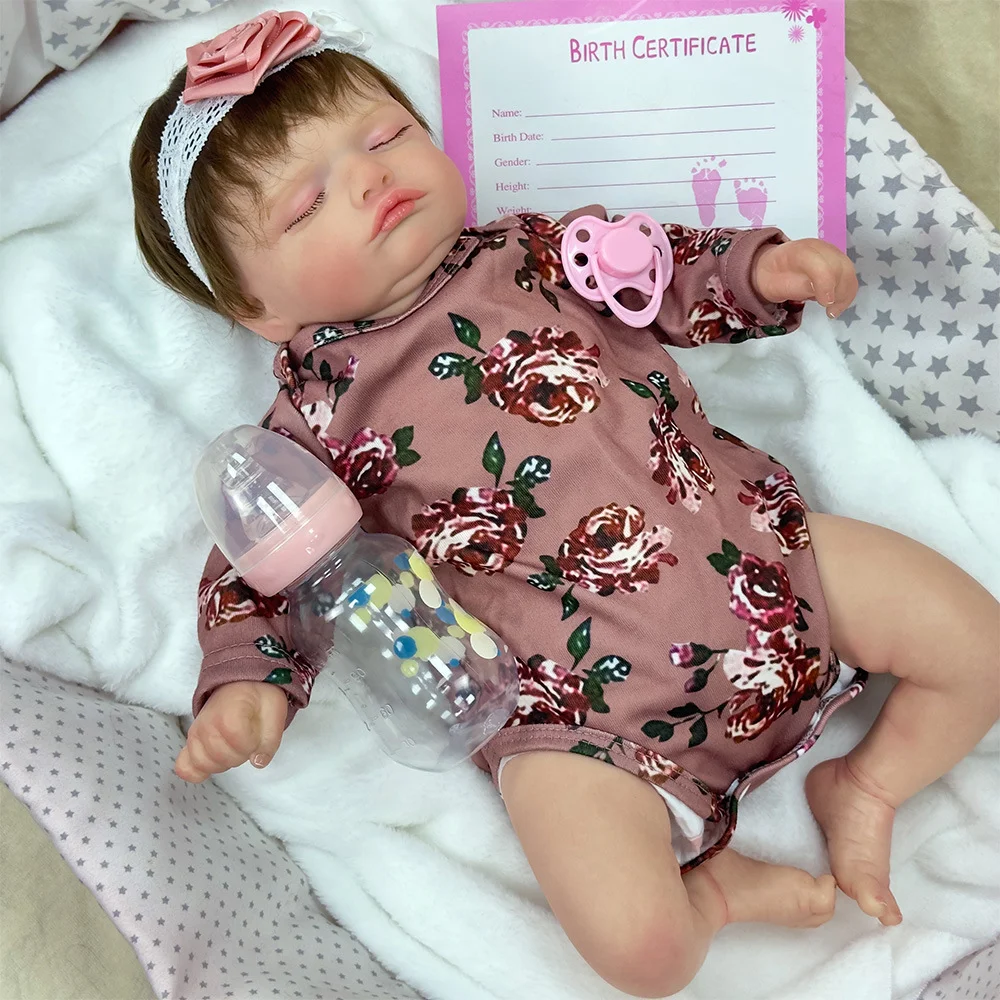 New 50cm Simulation Baby Soft Rubber Body/Cloth Body Reborn Doll Can Sit or Lie Down Doll Children's Holiday Gift W-001