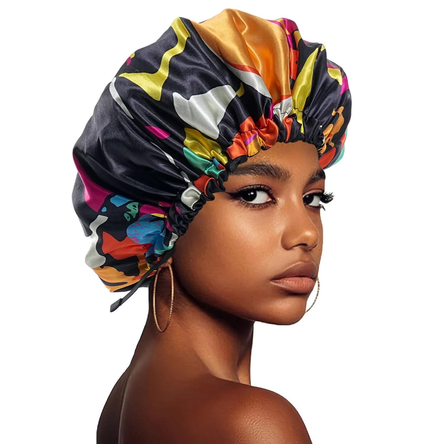 African Fashion Pattern Print Bonnet Double Layer Elastic Night Sleep Cap Head Cover Turban for Women Hair Wrap Accessories