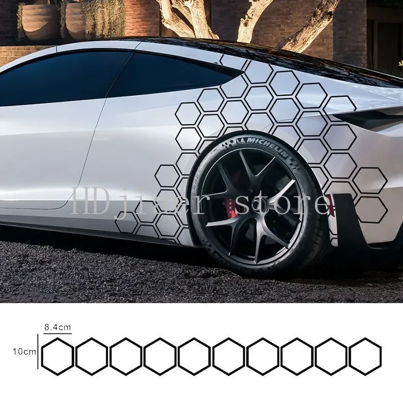 

10pcs Honeycomb Pattern Reflective Stickers: Hexagonal design, super cool decoration for side doors and side skirts