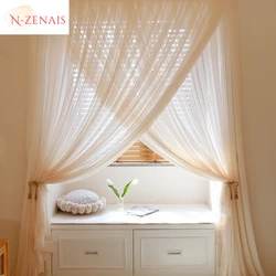 Custom Made French Tulle Girl Room Sheer Curtains for Living Room Bedroom Dining Cream Champagne Chiffon Partition Window Decor