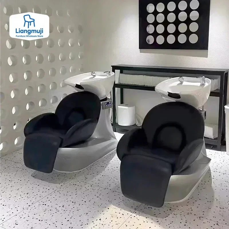 Electric Semi-reclining Shampoo Beds Beauty Salon Barbershop Ceramic Adjust Shampoo  Salon Furniture Sillas FYSB Salon Chair