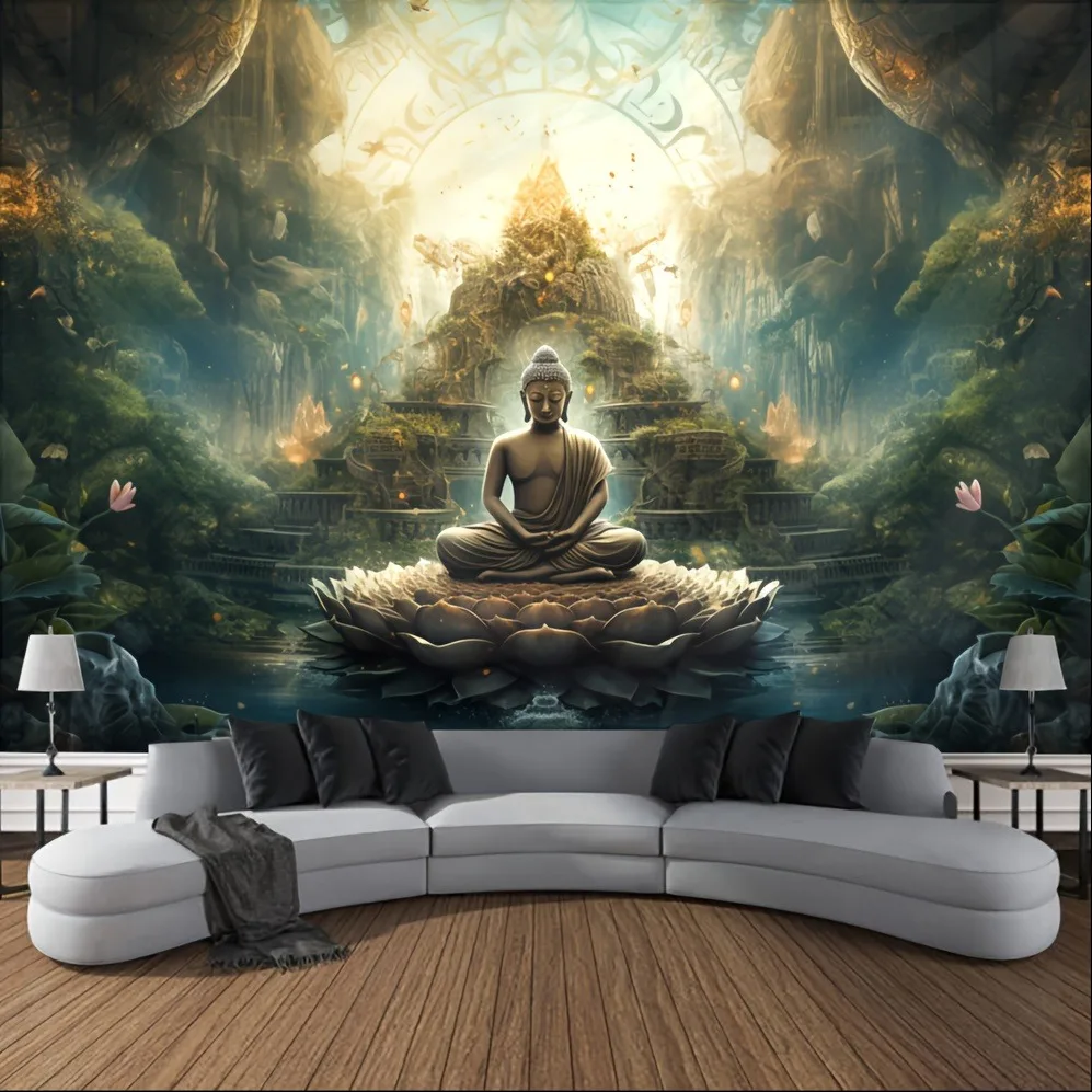 1 Stück böhmischer Wandteppich, buddhistisches Mandala-Thema, dekorativer Wandbehang, geeignet für Heimdekoration im Schlafzimmer und Wohnzimmer