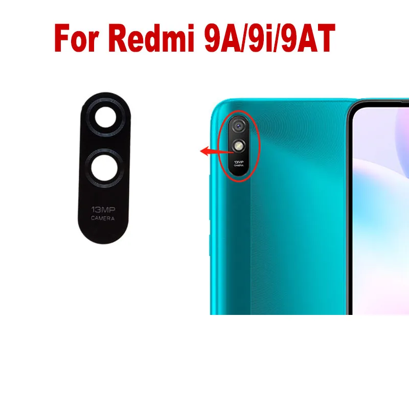 1PCS For Xiaomi Redmi 9A 9i 9AT Back Camera Glass Rear Lens Cover With Ahesive Sticker Replacement