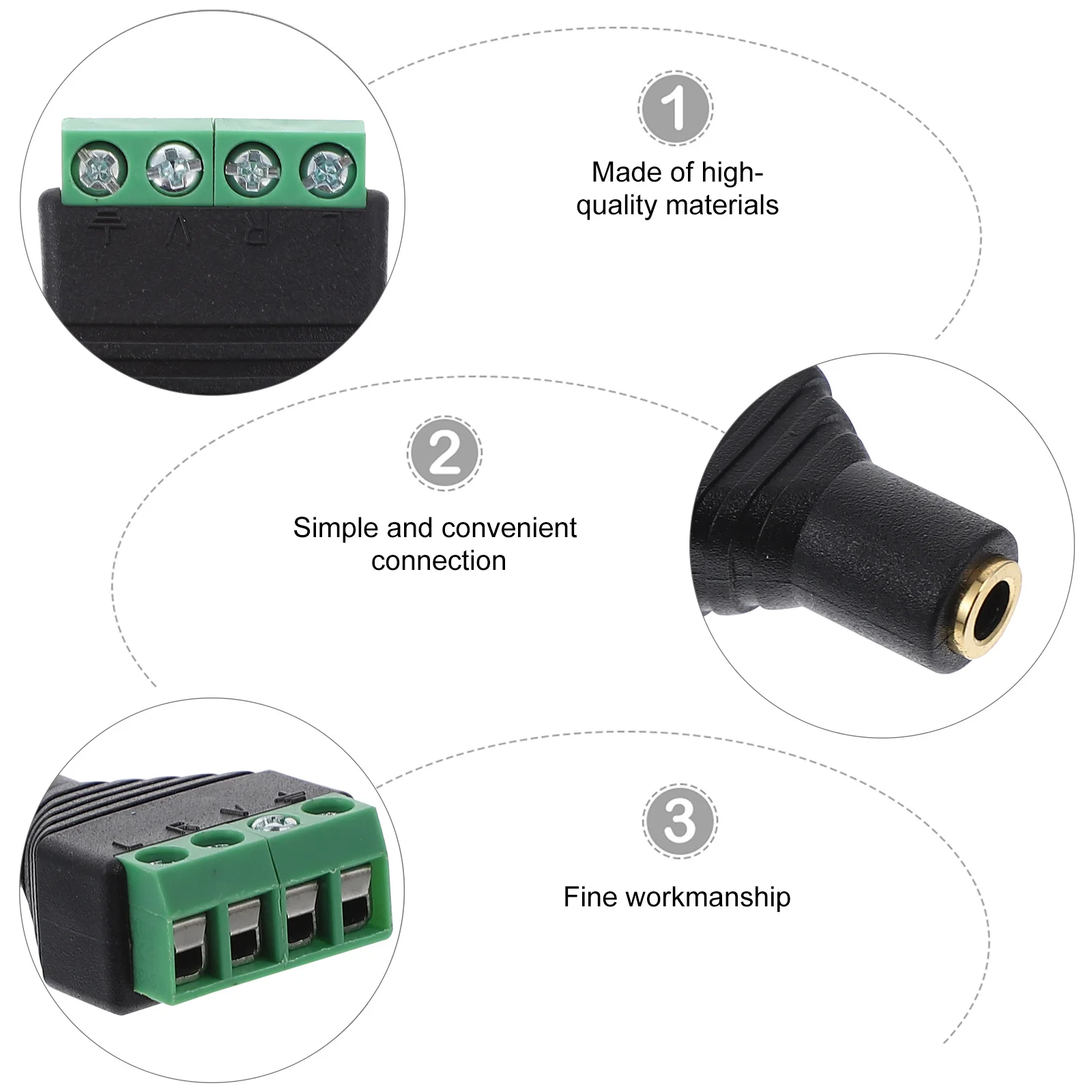 

4pcs 3.5Mm Gold-Plated Plug Stereo Terminal Block Audio Stereo Terminal Block Connector Panel Mount Adapter Solderless