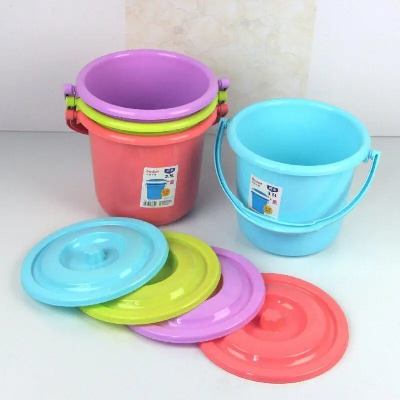Thickened Plastic Beach Bucket for Kids Resistant to Drops with Lid for Water Play Kitchen Use Vegetable Washing Art Drawing