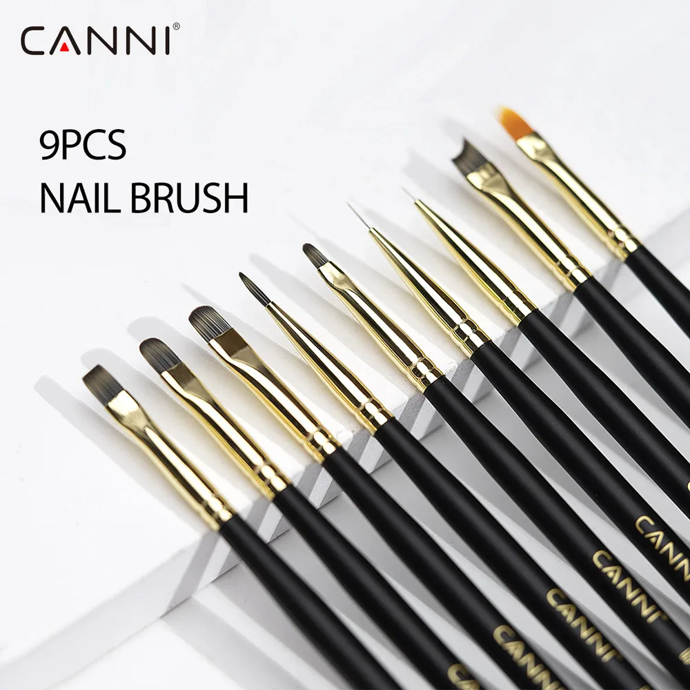 CANNI 9PCS Professional Supply Nail Brush French Multifunctional Manicure Nail Pen Tool For Sculpture Extension Mud Painting Gel