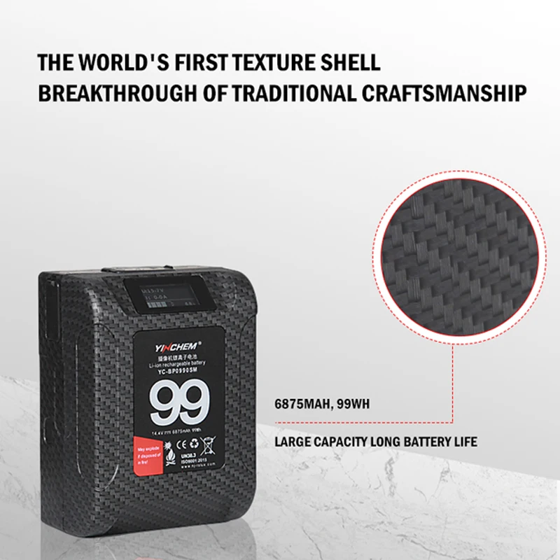 YinChem ROLUX YC-BP0990SM 99Wh Pocket V-Mount Battery Power Bank مع D-tap وUSB لكاميرا الفيلم وكاميرا الفيديو والهواتف الذكية والكمبيوتر المحمول