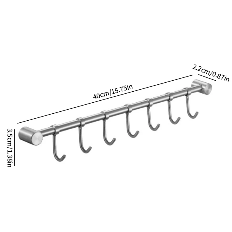 

Настенный многофункциональный держатель для кухни и бара с 7 регулируемыми крючками из нержавеющей стали