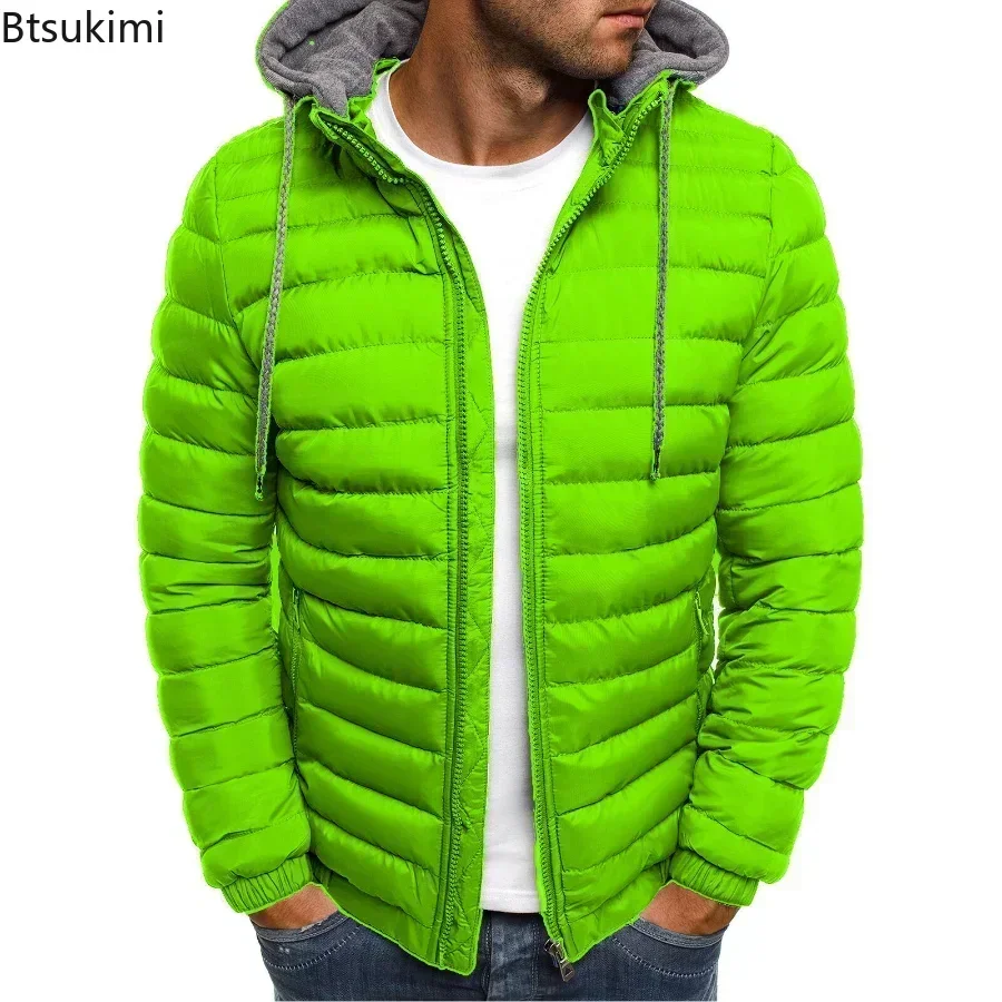 2025 Autumn Winter New Men's Parkas Solid Hooded Jackets Fashion Casual Warm Cotton-padded Coats Trend Street Puffer Jacket Male