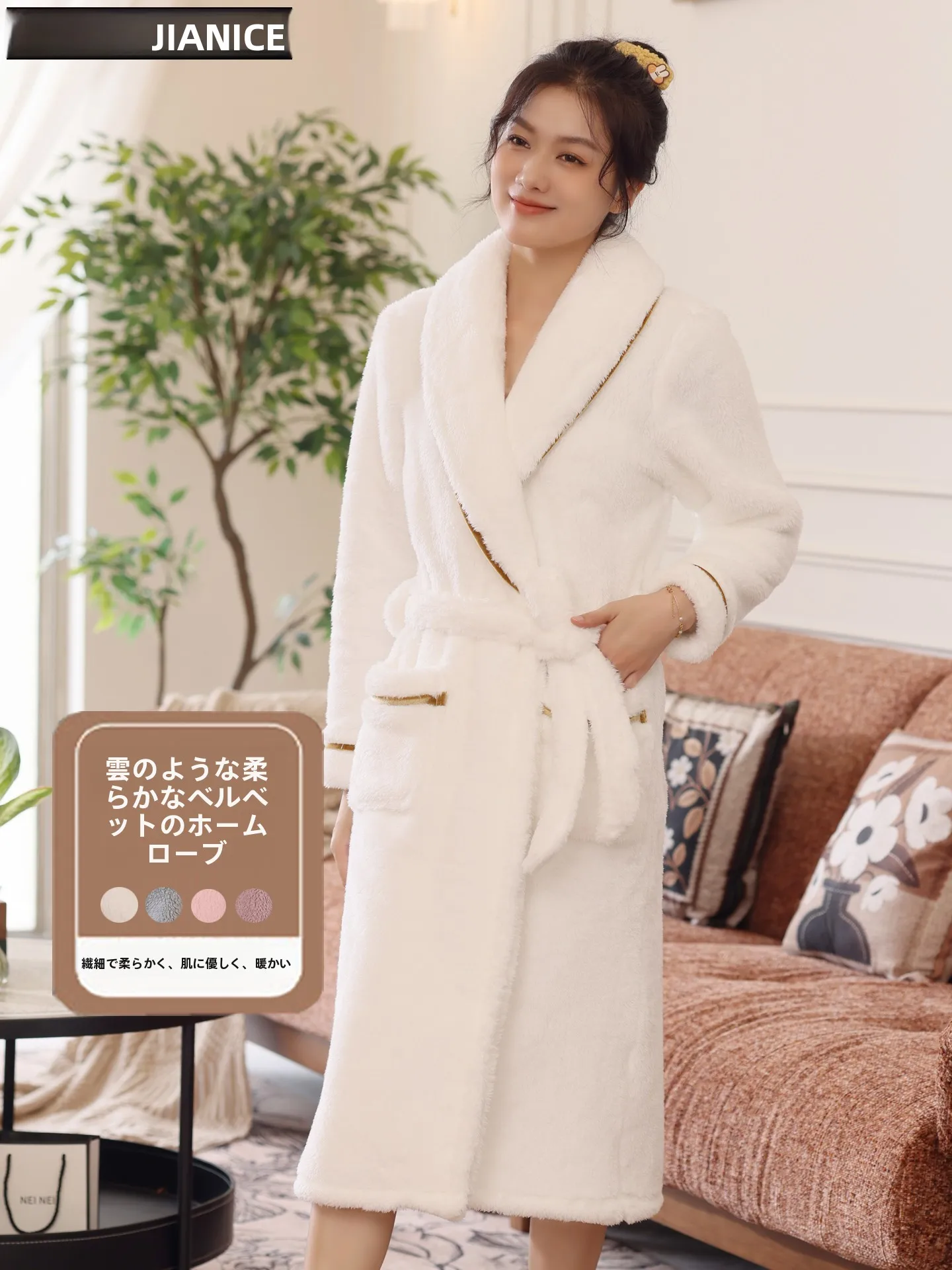 vestaglia-in-velluto-coralline-da-donna-lunga-e-spessa-per-l'inverno-abbigliamento-di-lusso-per-la-casa-tessuto-in-poliestere-colore-puro-pigiama-per-coppia