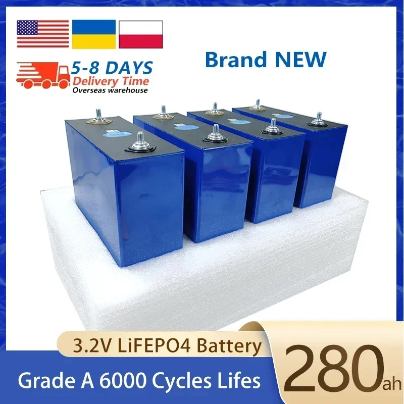 New 320AH 280Ah 3.2V Lifepo4 Battery Rechargeable Cell 12V 24V 48V Grade A Lithium Iron Phosphate Prismatic for RV Boats