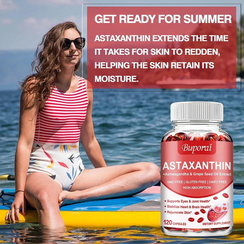 Astaxanthin Supplement - with EPA, DHA, Supports Eye, Cardiovascular, Joint and Skin Health, Non-Gmo