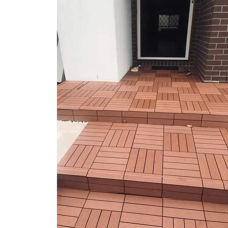 Installation Waterproof Anti-Slip Brushed Splicing WPC Floor Tiles Thick Wood Plastic for Outdoor Garden Terrace