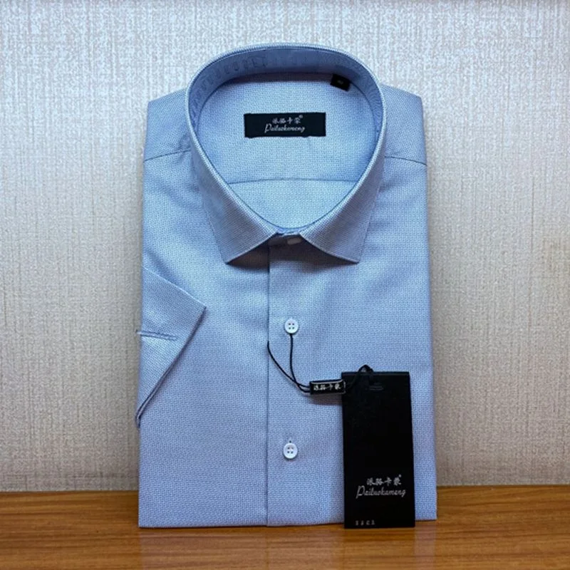 

Busin Casual Pure Cotton ort Sve irt Fre Blue Plaid Thin Summer Wear Commuter Versatile Men's Office irt