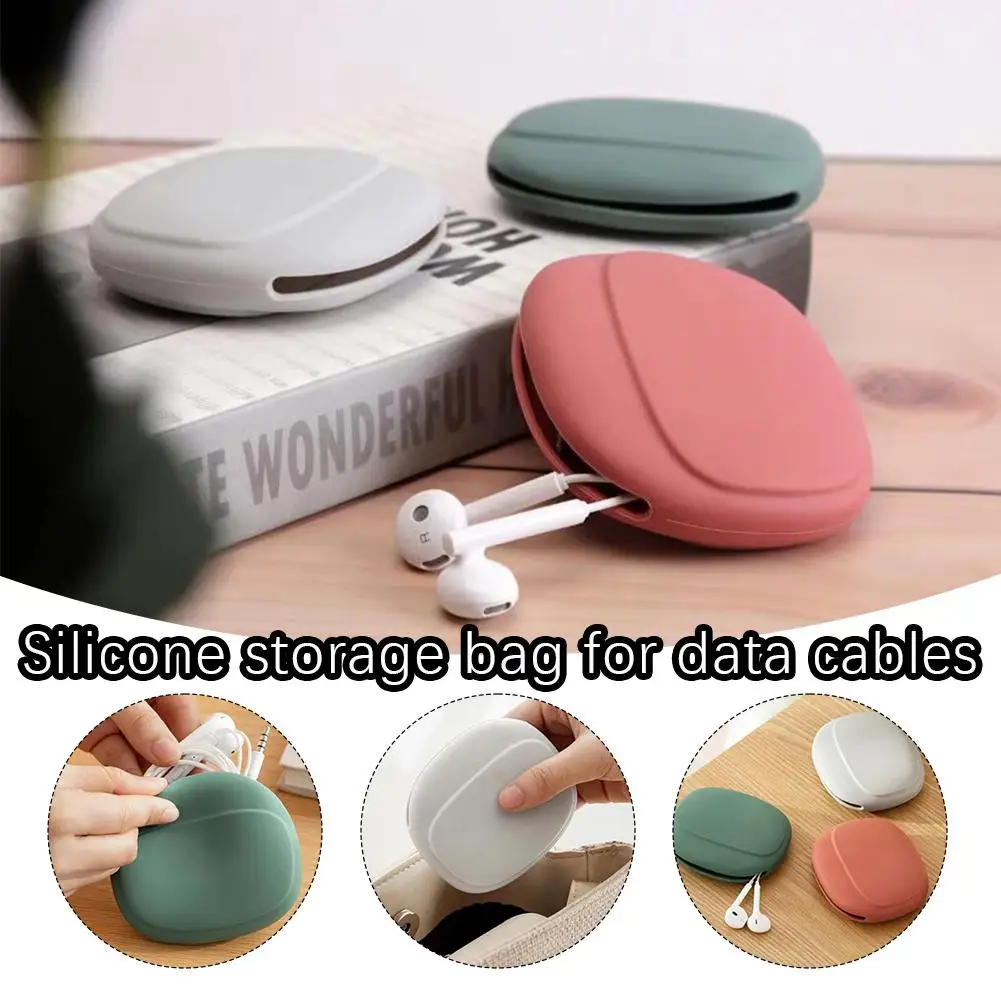 Data Cable Silicone Storage Bag Earphone Cable Charging Silicone Storage Portable Storage Travel Bag Bag Cable Storage Box A3C0