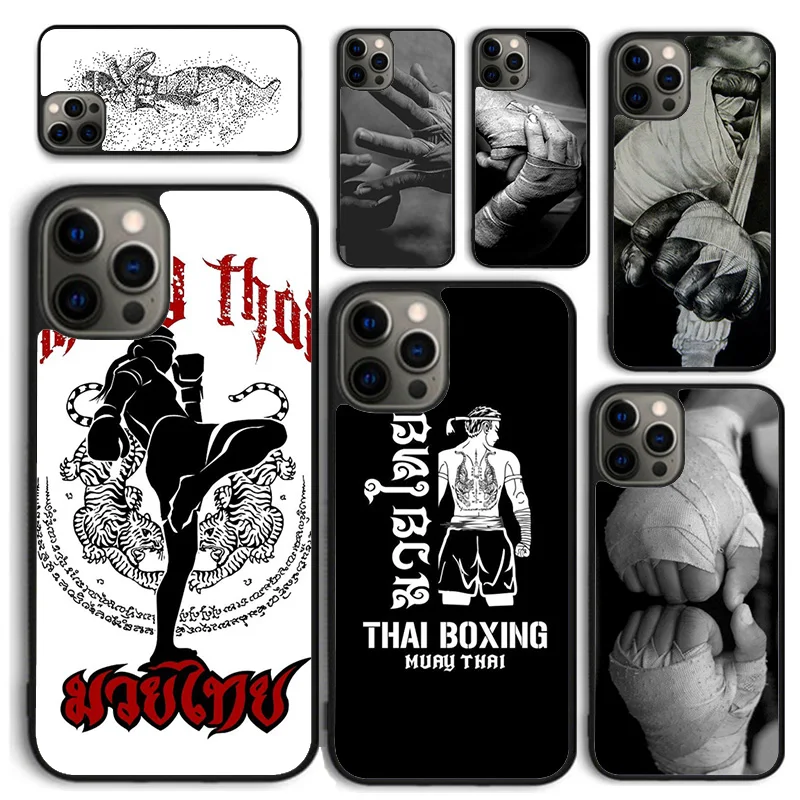 الملاكمة التايلاندية كيك بوكسينغ القتال جراب هاتف آيفون 17 الهواء 16 15 14 12 13 زائد 11 برو ماكس الغطاء الخلفي Fundas شل #1