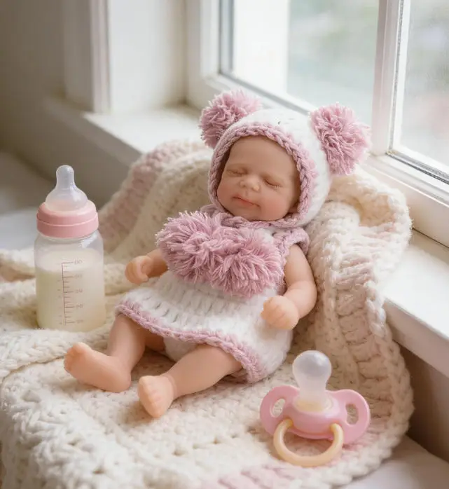 NPK Handmade 6inches Full Body Solid Platinum Silicone Pascale Super Soft Flexible Elastic Palm Handy Baby Collectilbe Doll