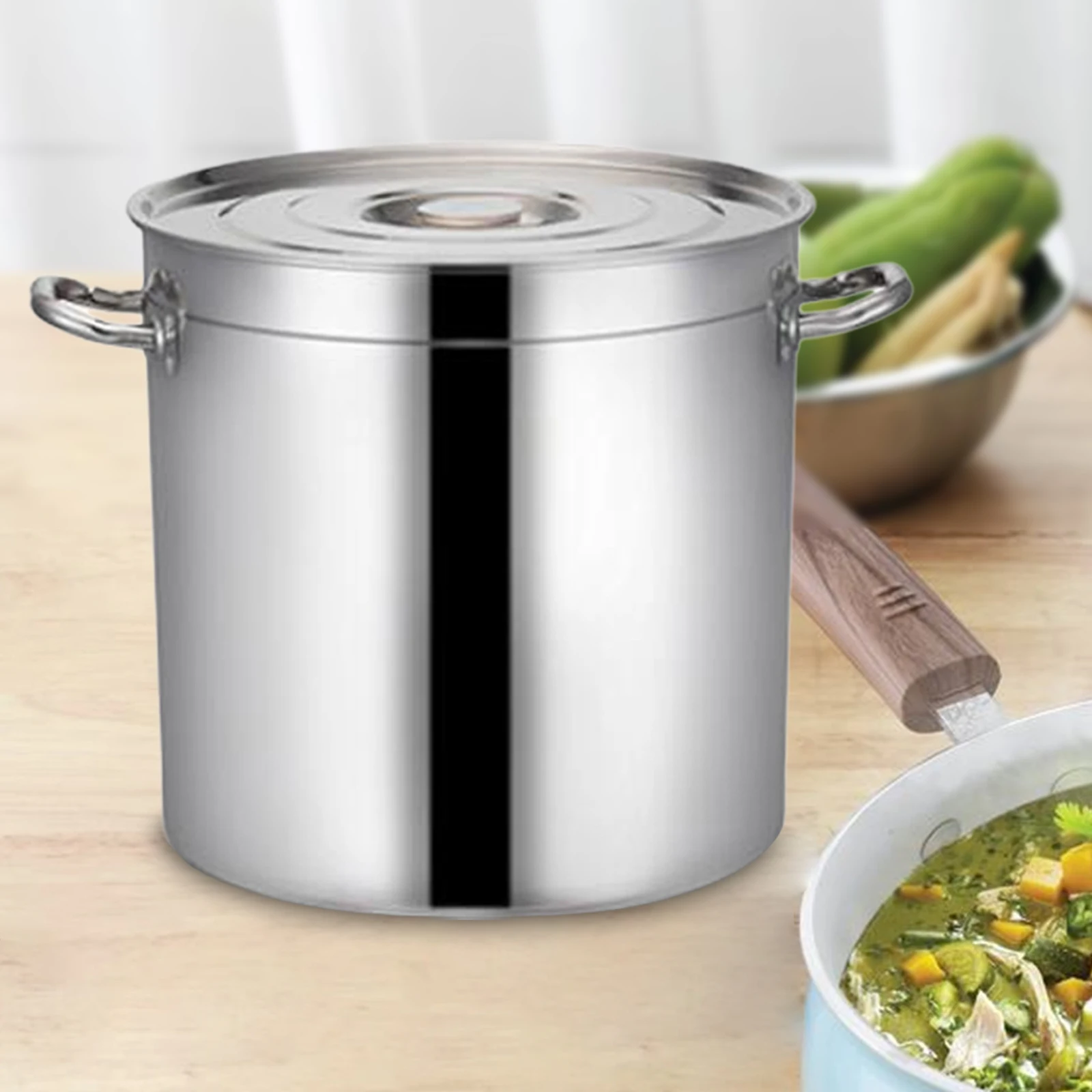 Stainless Steel Stockpot with Handle Multipurpose Cookware Large Kitchen Soup Pot Canning Pasta Pot for Commercial Hotel