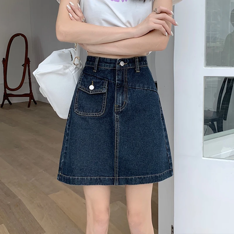 ハイウエストデニムスカート レディース 夏デザインセンセーション スモールエンススカート 2025新作 ラップアラウンドAラインスカート