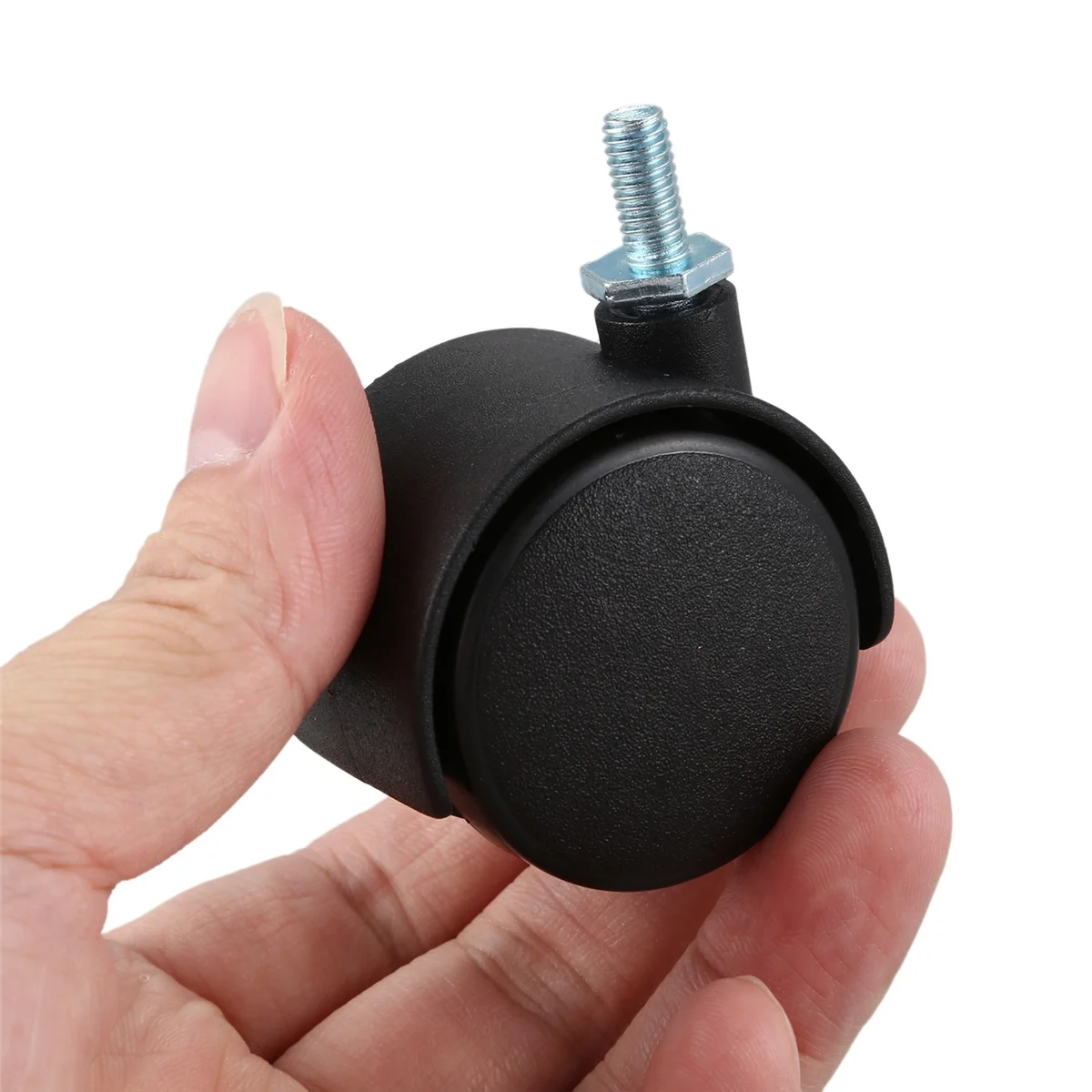 High-end 6mm Threaded Stem 40mm Dual Wheel Rotatable Caster Black