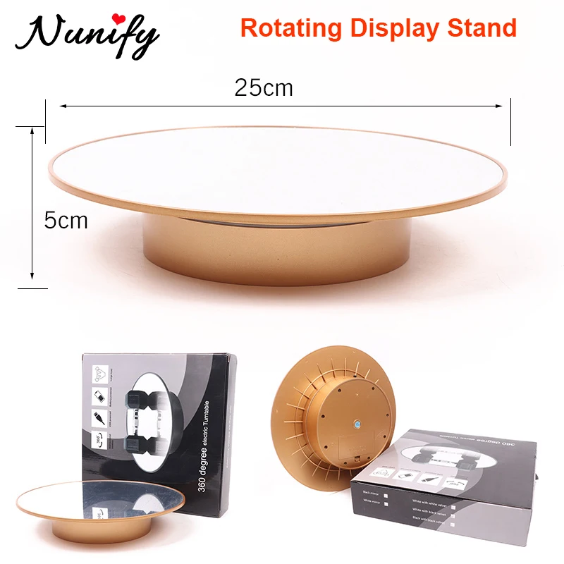 

25Cm Rotating Display Stand 360 Degree Motorized Turntable For Glam Mannequin Head Mirror Covered Spinner Stand Max Load 8KG