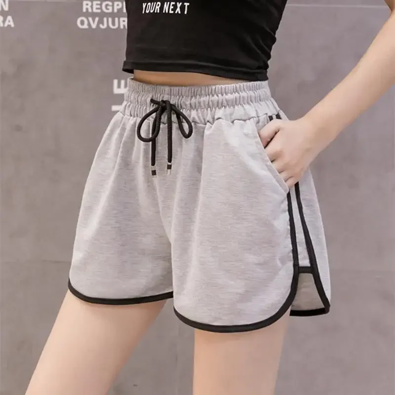 

Women's Sports Shorts Summer Fashion Cotton Blend Splicing Bandage Elastic Ladies Skinny Super Beach Shorts